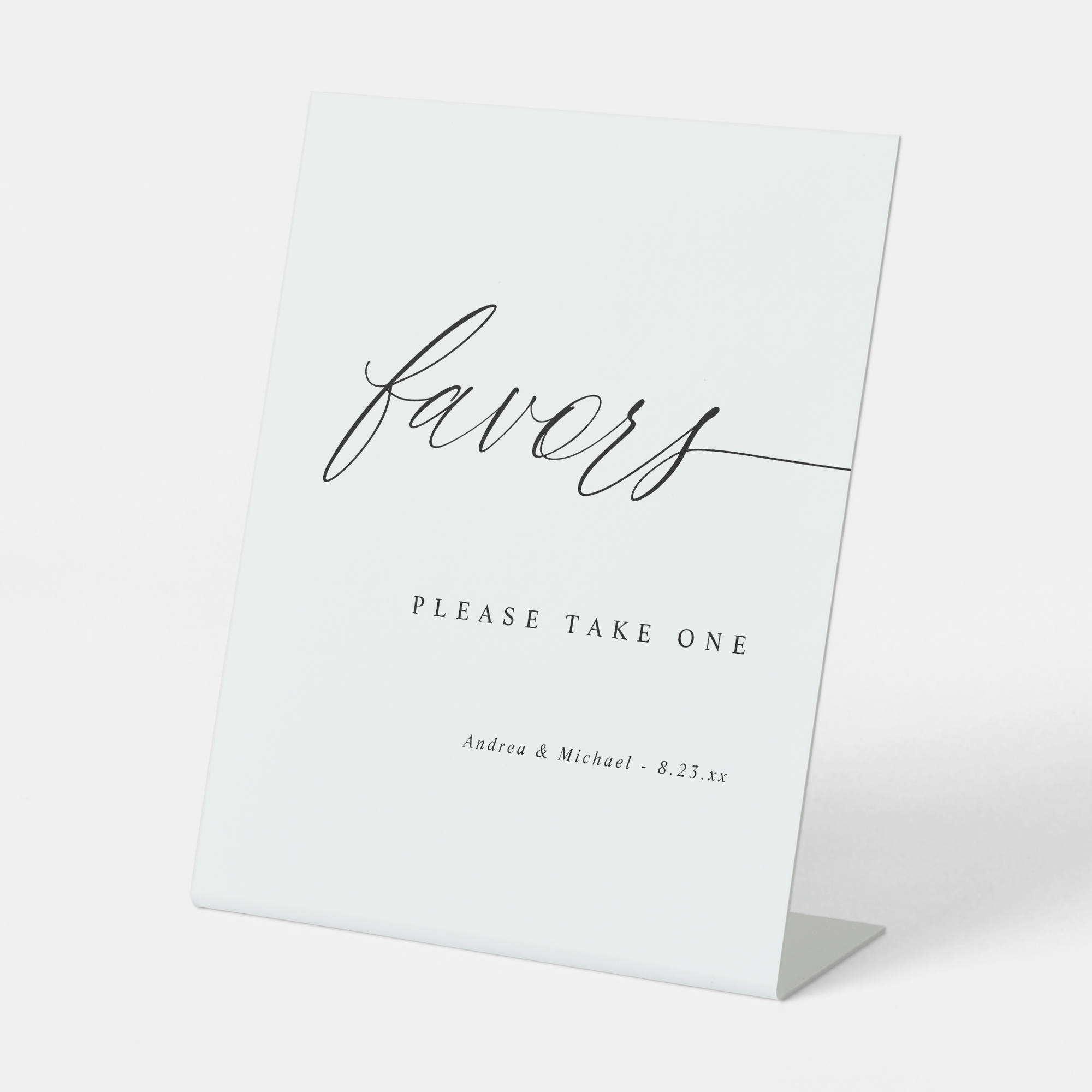 Favors sign with 'Please Take One' text on a white background