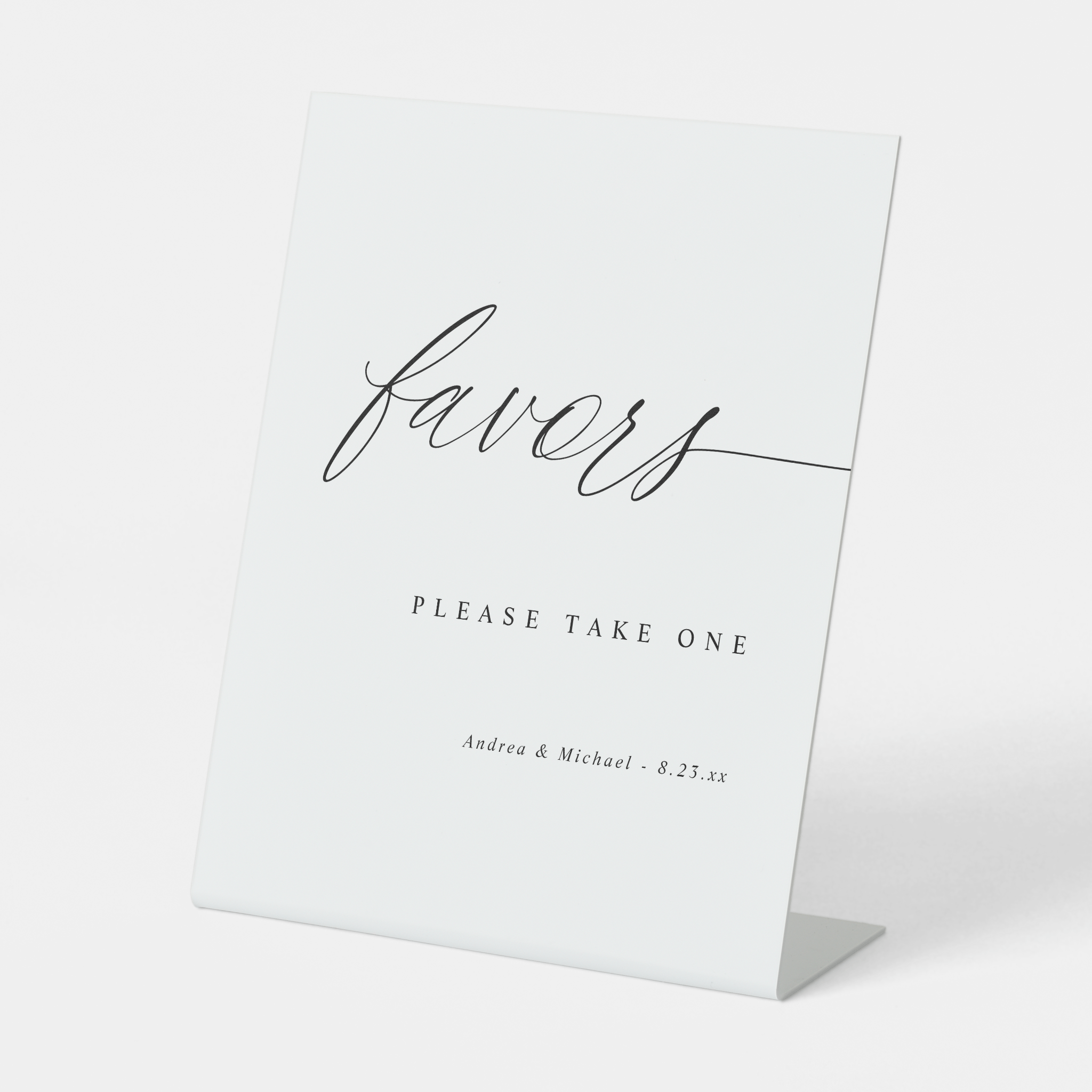 Favors sign with 'Please Take One' text on a white background