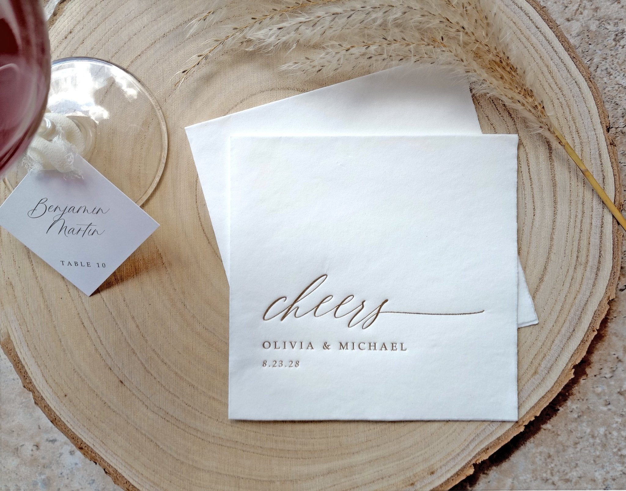 Cheers Napkins | Personalized Gold Foil Wedding Napkins