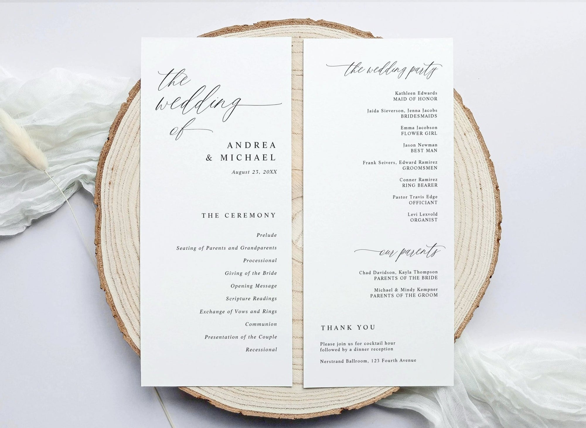 Modern Romantic Wedding Programs | Custom Printed