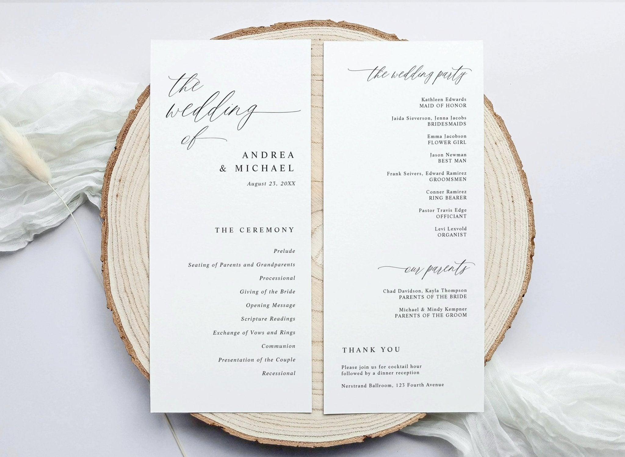Modern Romantic Wedding Programs | Custom Printed