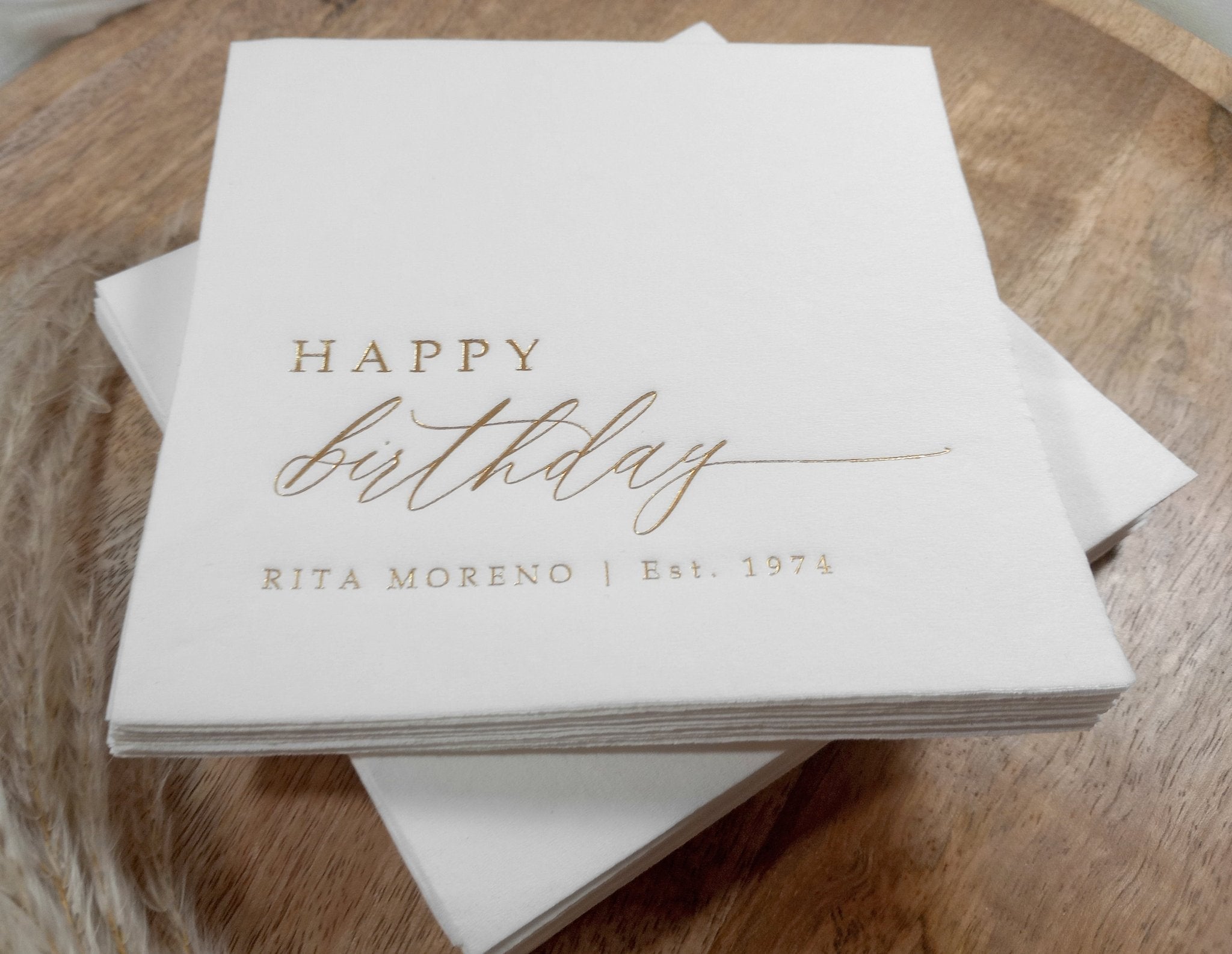 personalized birthday party napkins cocktail size. Elegant birthday parties.