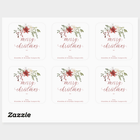 Set of six 'Merry Christmas' labels with elegant holiday floral designs on a white background