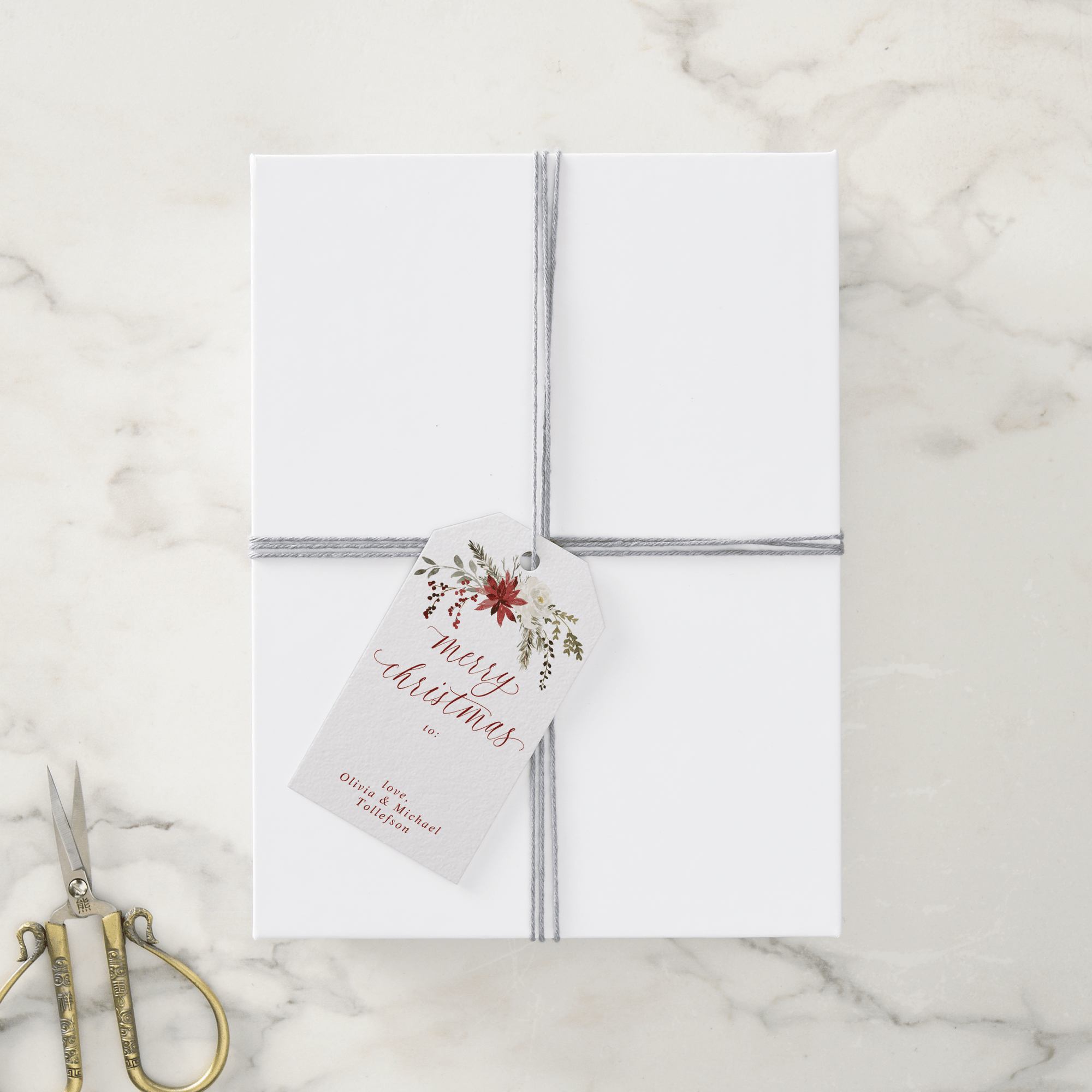 Elegant Personalized Christmas Gift Tags | Red Berries & Greenery