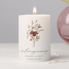 wedding memorial candle with boho wildflower design in loving memory