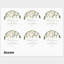 Bridal Shower Favors Stickers | White Floral Greenery