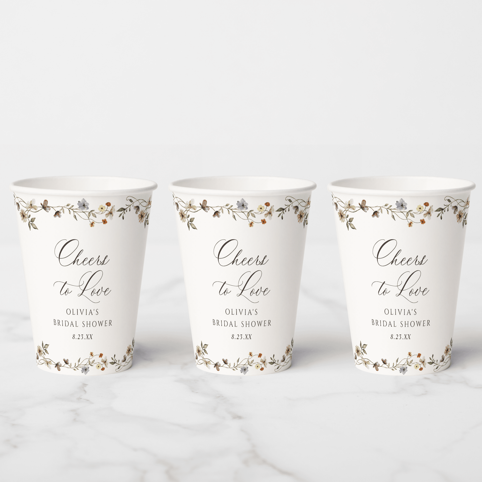 Wildflower Bridal Shower Cups - Love is in Bloom