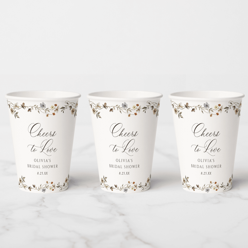 Wildflower Bridal Shower Cups - Love is in Bloom