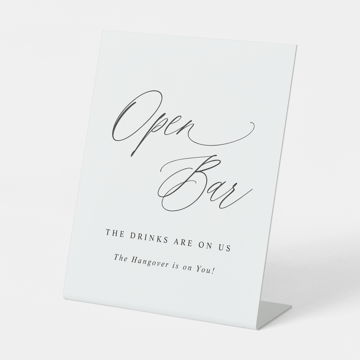 Open Bar Wedding Sign - Self Standing Pedestal Sign | Karma K. Weddings