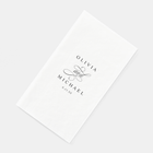 Disposable wedding bathroom towel ink printed with couple’s names and calligraphy “and”