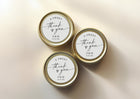 Set of 2-inch personalized round stickers with “a sweet thank you” message, printed in elegant script, perfect for wedding jars, bags, or boxes.
