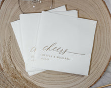 Cheers Wedding Napkins in Elegant Gold Foil