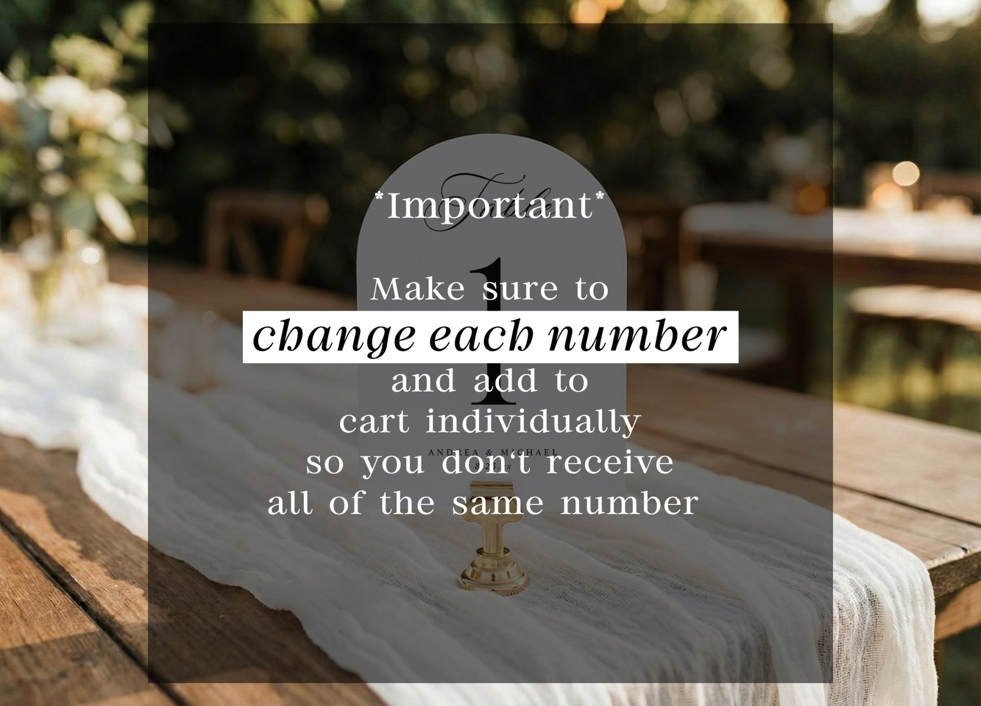 Classic Elegant Simple Wedding Table Numbers (Arch)