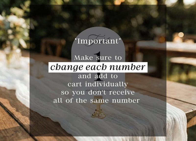Classic Elegant Simple Wedding Table Numbers (Arch)