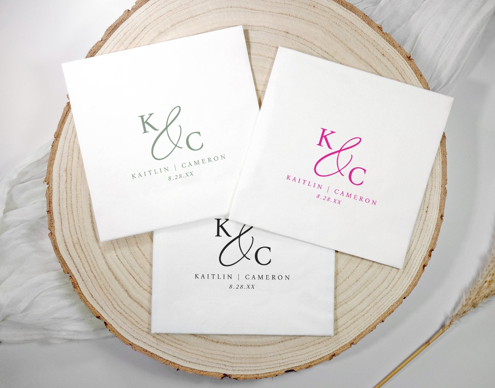 Dusty Blue Wedding Napkins | Modern Simple Monogram Logo
