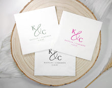 Dusty Blue Wedding Napkins | Modern Simple Monogram Logo