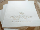 Close-up of metallic foil script on luxury rehearsal dinner napkin