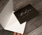 folded thank you card with blank interior for handwritten wedding messages