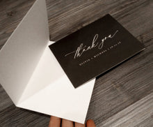 folded thank you card with blank interior for handwritten wedding messages