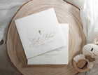 Elegant baptism napkin with gold foil cross, personalized with name and date