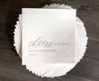 Cheers Wedding Napkins | Personalized Gold Foil Napkins