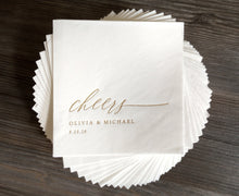 Cheers Wedding Napkins | Personalized Gold Foil Napkins