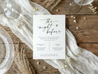 Modern black and white rehearsal dinner invitation with handwriting script and heart
