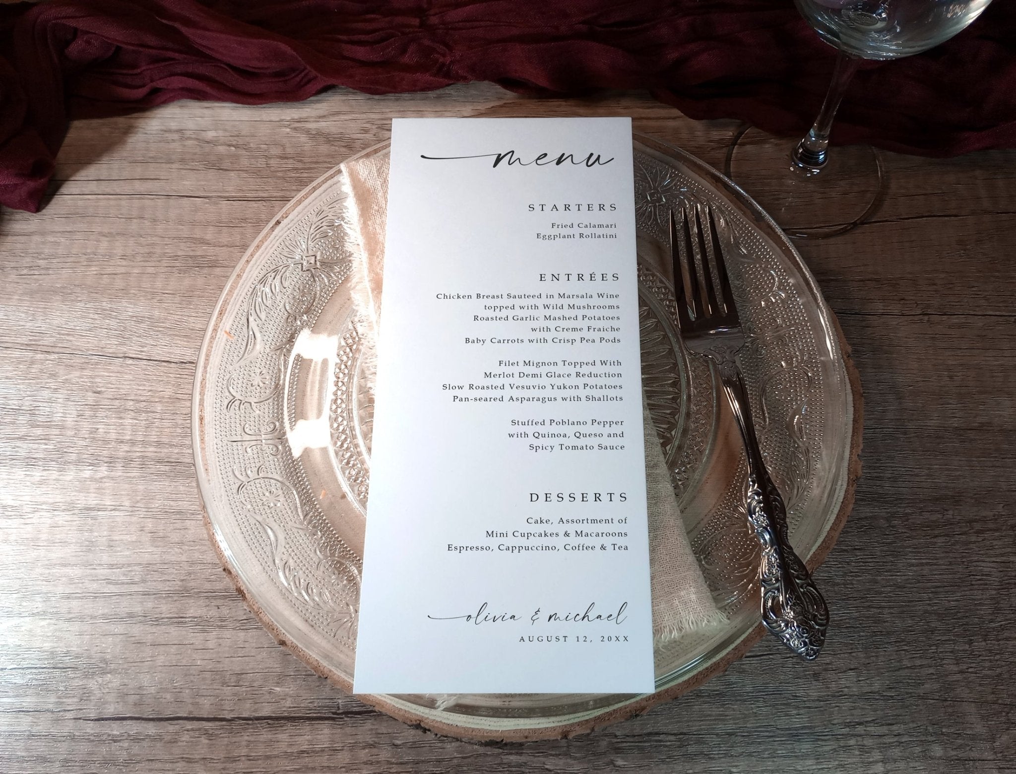 Printed Wedding Menus - Elegant Handwriting