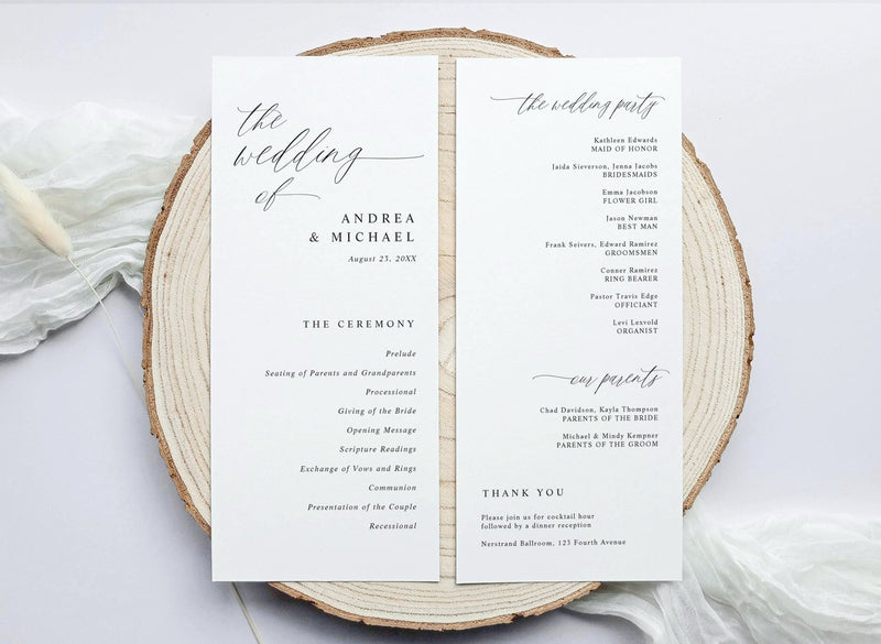 Modern Romantic Wedding Programs | Custom Printed