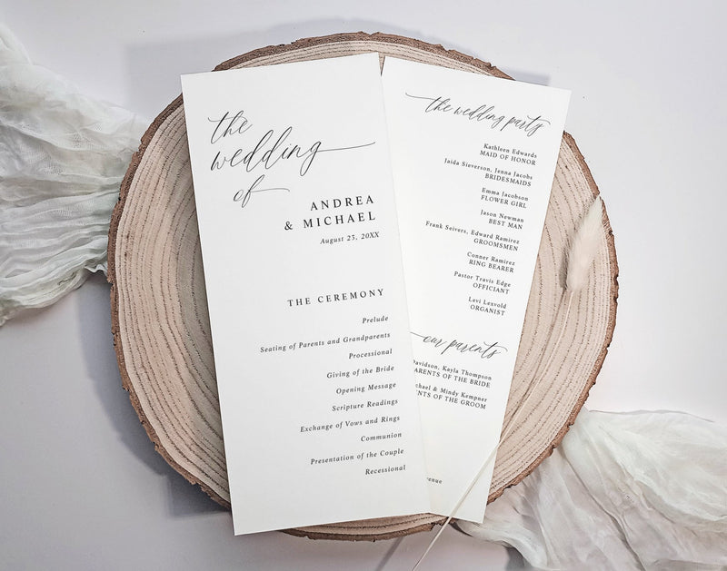 Modern Romantic Wedding Programs | Custom Printed