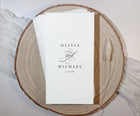 Stack of custom disposable guest towels for wedding bathrooms