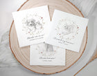 Watercolor wildflower wreath pet wedding napkin with custom sketch and text