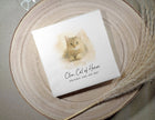 Elegant wedding cocktail napkins with watercolor style cat portrait