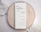 Tall slim elegant printed wedding program with modern calligraphy