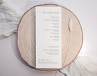 Romantic calligraphy wedding program in tall slim format (Back Side Printing)