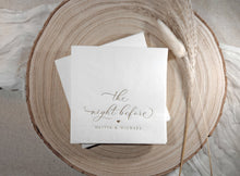 Personalized foil stamped rehearsal dinner napkin in gold script