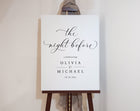 Elegant simple script wedding rehearsal dinner sign - the night before