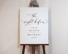 Elegant simple script wedding rehearsal dinner sign - the night before