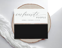 Modern minimalist wedding header card reading “Our Favorite People” in romantic script