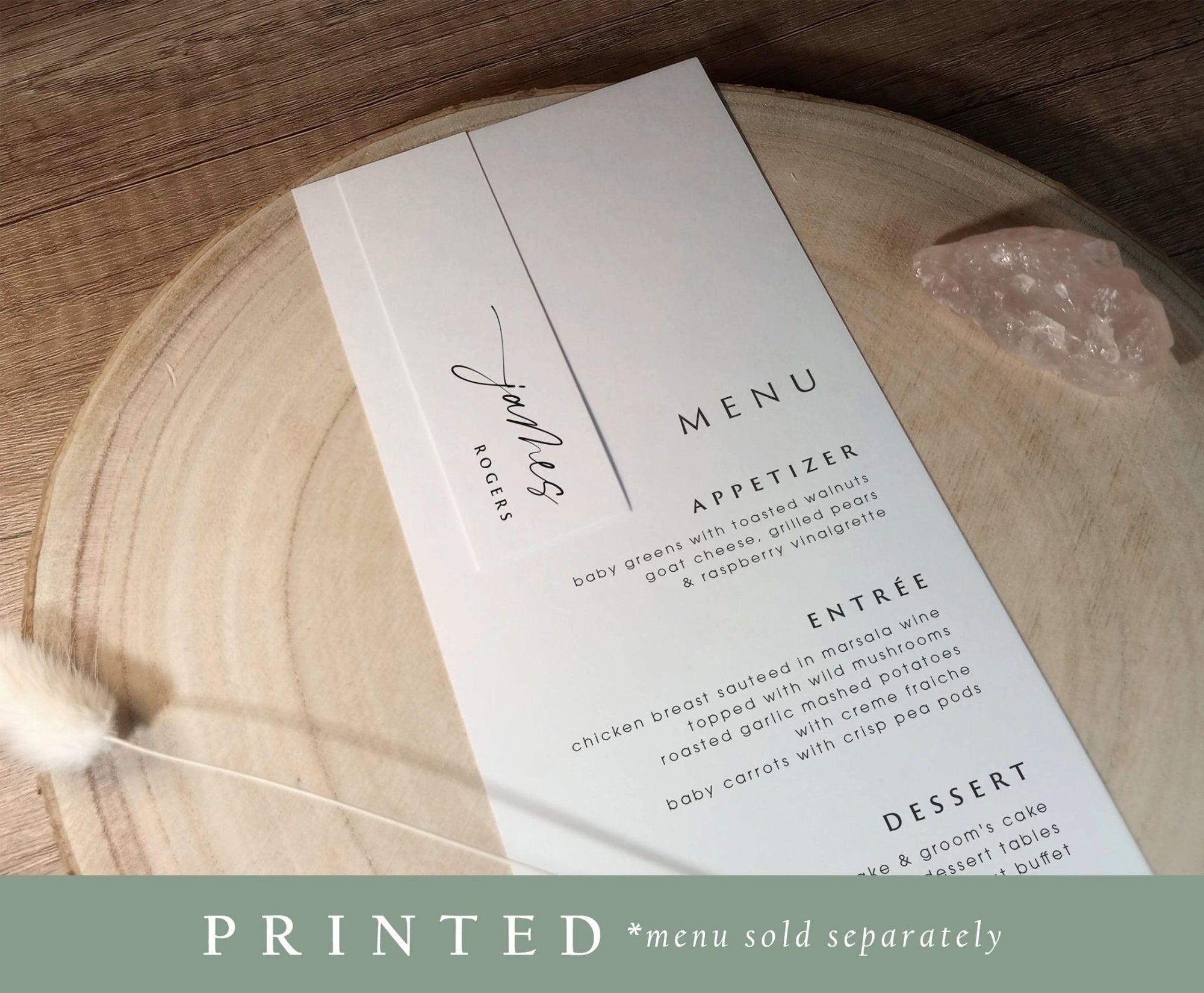 Wedding Name Tags for Menus - Modern Handwriting