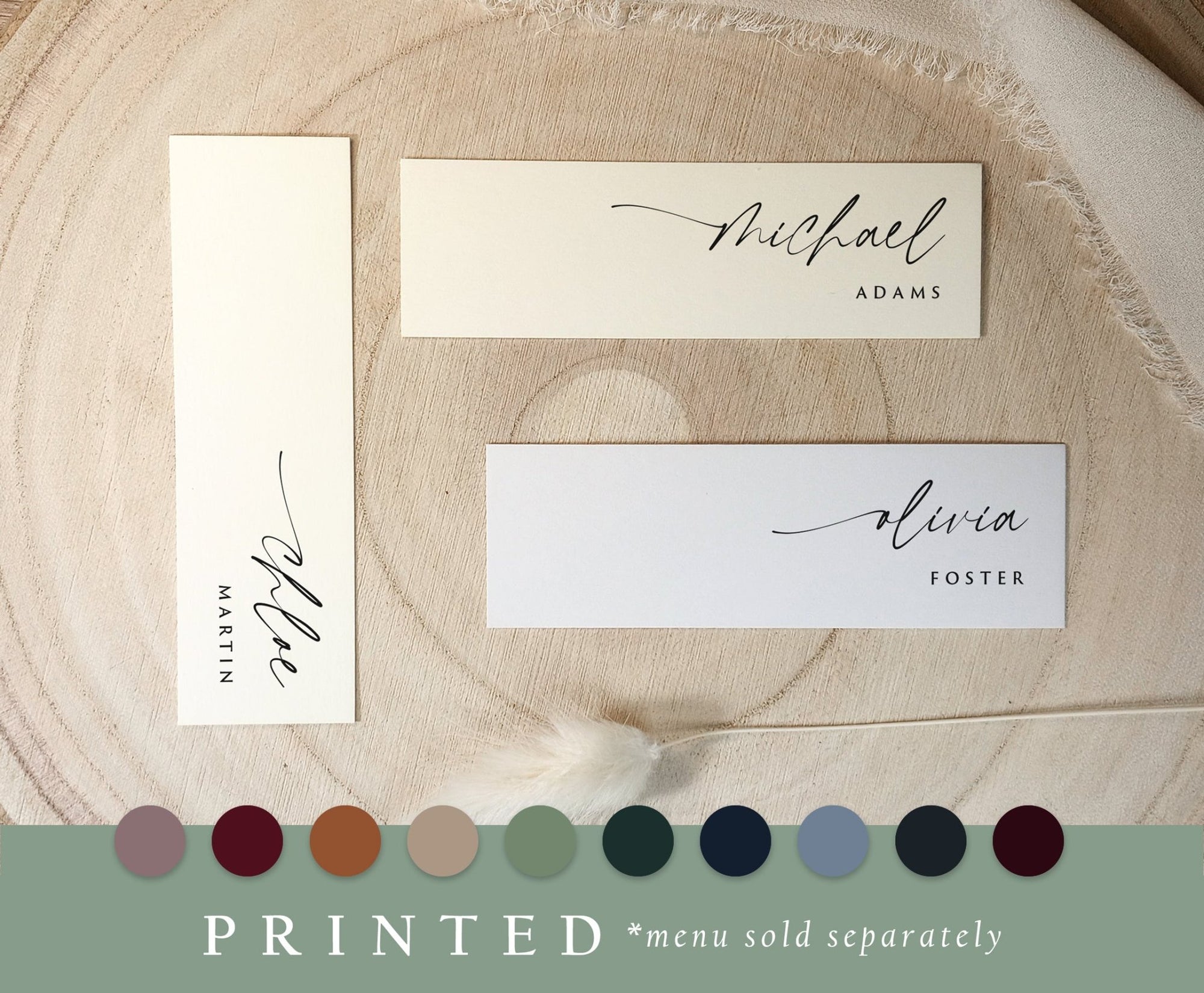 Wedding Name Tags for Menus - Modern Handwriting