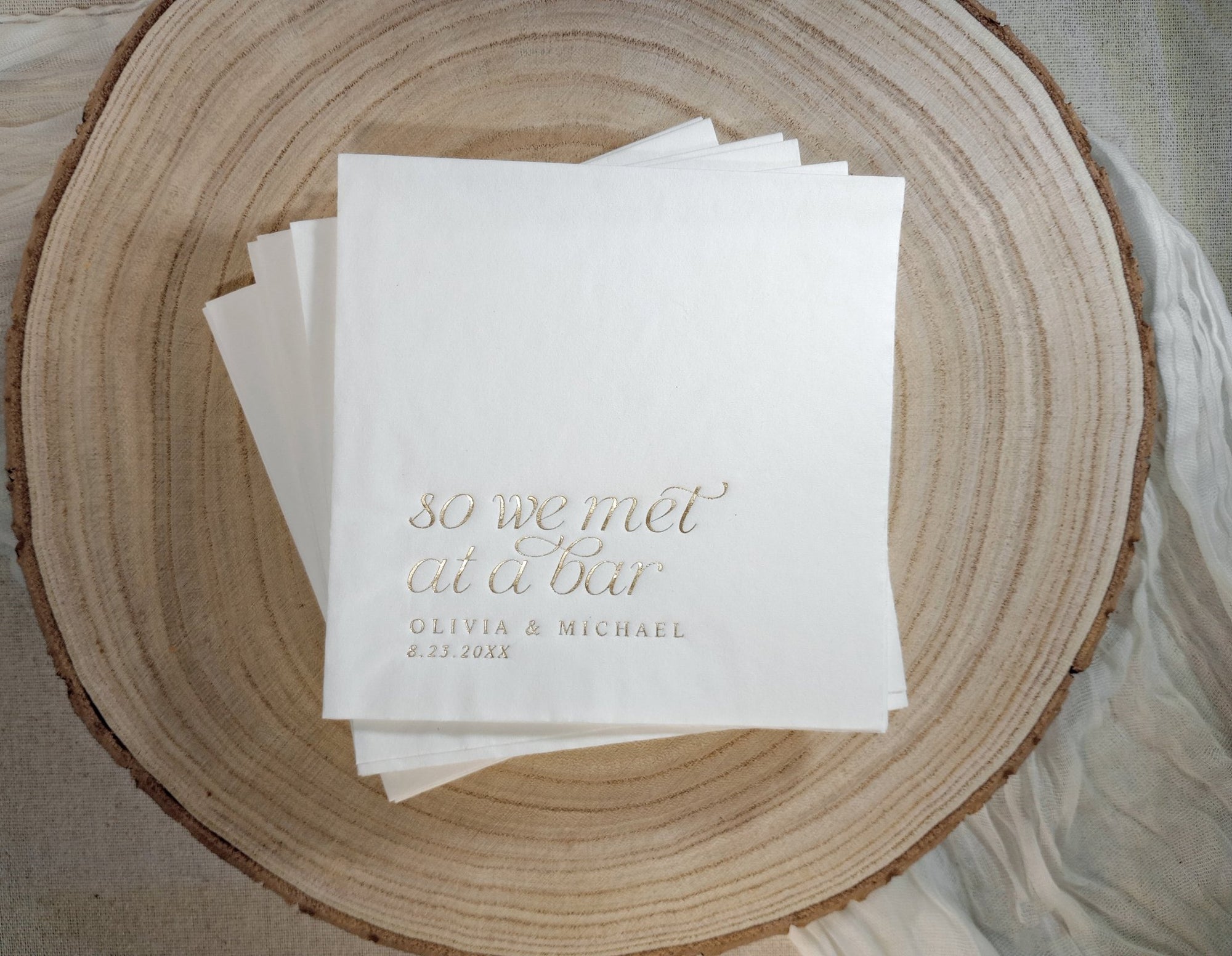 Personalized Wedding Napkins | So We Met at a Bar