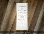 Reserved in Loving Memory fabric cloth sign on a wooden surface