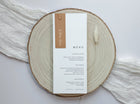Modern printed name tags paired with wedding menus, customized with guest names and optional table numbers.