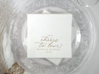 personalized wedding napkins on an elegant wedding reception tablescape