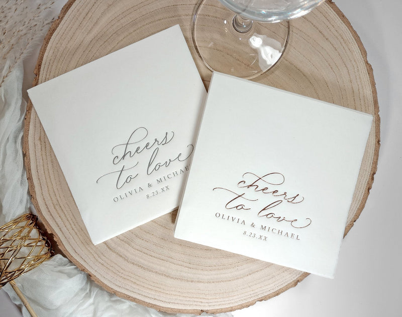 Elegant Wedding Napkins | Cheers to Love | Vintage Romantic