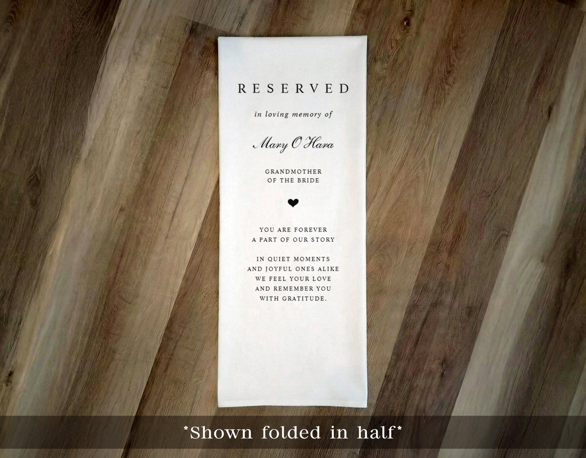 reserved for in loving memory wedding chair cloth personalized memorial banner