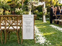 Modern minimalist black memorial wedding chair fabric sign