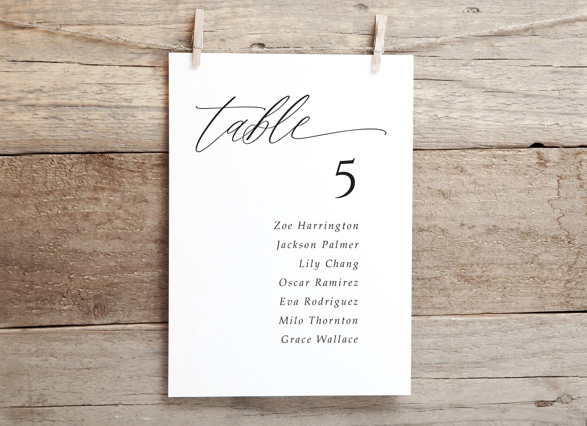 Printed Seating Chart Cards - Modern Romantic