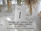 Table number card with decorative elements on a tablecloth